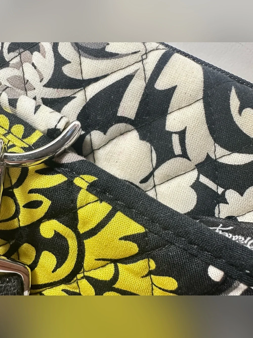 Vera Baroque Hardshell iPad Laptop Bag Black Grey White Yellow Chartreuse 12 x 9